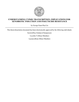 Understanding Cyp6d1 Transcription: Implications for Xenobiotic Induction and Insecticide Resistance