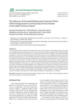 The Influence of Household Wastewater Treatment Plants with Drainage System on the Quality of Groundwater in the Lublin Province, Poland