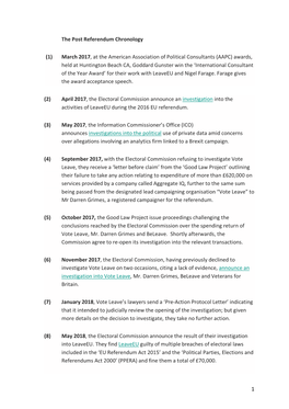 The Post Referendum Chronology