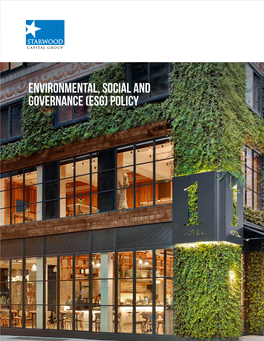 Environmental, Social and Governance (ESG) Policy 2 ENVIRONMENTAL, SOCIAL and GOVERNANCE (ESG) POLICY