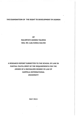 The Examination of the Right to Development in Uganda by Nalubyayi