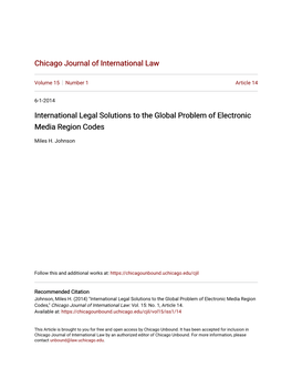 International Legal Solutions to the Global Problem of Electronic Media Region Codes