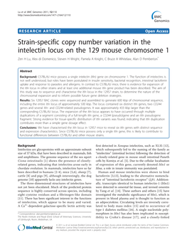 Strain-Specific Copy Number Variation in the Intelectin Locus on the 129