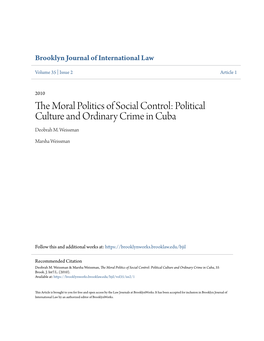 Political Culture and Ordinary Crime in Cuba Deobrah M