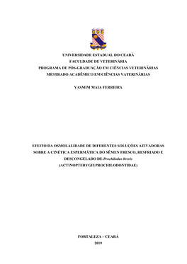 Universidade Estadual Do Ceará Faculdade De Veterinária Programa De Pós-Graduação Em Ciências Veterinárias Mestrado Acadêmico Em Ciências Vaterinárias