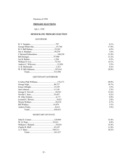 Elections of 1958 PRIMARY ELECTIONS July 1, 1958