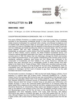 NEWSLETTER No 29 Autumn 1994