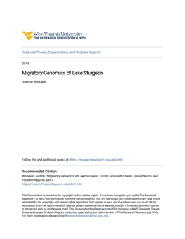 Migratory Genomics of Lake Sturgeon