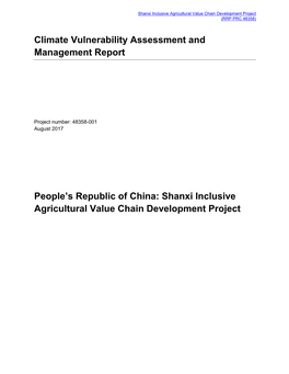 Climate Vulnerability Assessment and Management Report