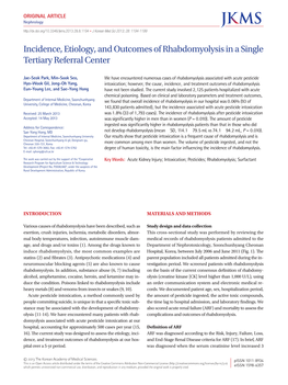 Incidence, Etiology, and Outcomes of Rhabdomyolysis in a Single Tertiary Referral Center