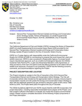 CDFW CEQA Comment Letter