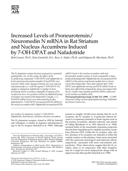 Increased Levels of Proneurotensin/ Neuromedin N Mrna in Rat