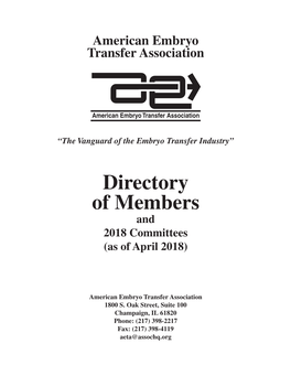 Directory of Members and 2018 Committees (As of April 2018)