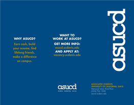 Vacancy.Ucdavis.Edu WHY ASUCD?