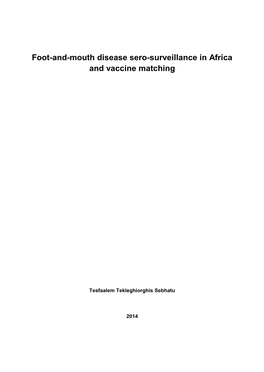 Foot-And-Mouth Disease Sero-Surveillance in Africa and Vaccine Matching