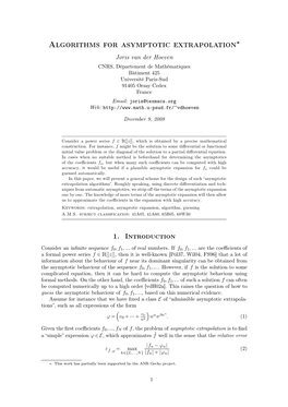 Algorithms for Asymptotic Extrapolation∗