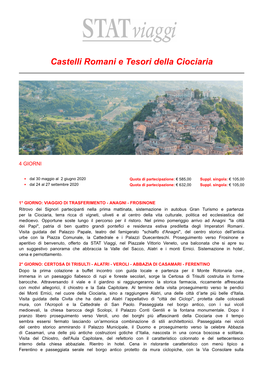 Castelli Romani E Tesori Della Ciociaria