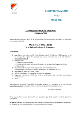 Bulletin Communal Mars 2021