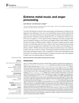 Extreme Metal Music and Anger Processing