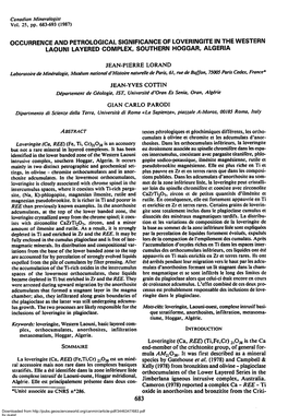 Occurrence and Petrological Significance of Loveringite in Thewestern Laouni Layered Complex, Southern Hoggar