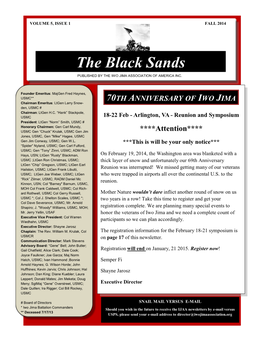 The Black Sands PUBLISHED by the IWO JIMA ASSOCIATION of AMERICA INC