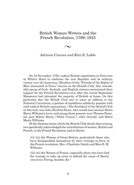 British Women Writers and the French Revolution, 1789–1815