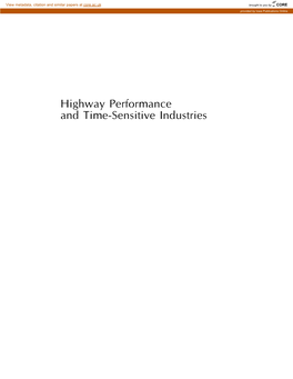 Highway Performance and Time-Sensitive Industries