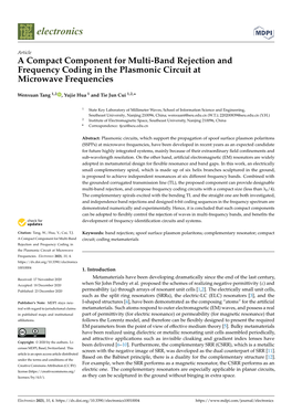 A Compact Component for Multi-Band Rejection and Frequency Coding in the Plasmonic Circuit at Microwave Frequencies