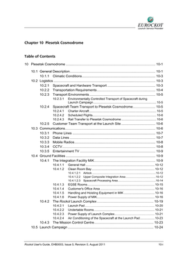 Chapter 10 Plesetsk Cosmodrome Table of Contents