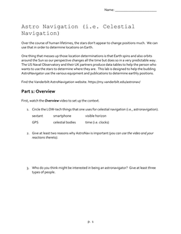 Astro Navigation (I.E. Celestial Navigation)