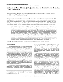 Synthesis of New Thiazolo [4, 5-D] Pyrimidines As Corticotropin