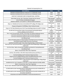 Fabindia Participating Store List