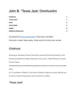 Texas Jack: Omohundro