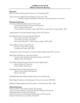 CURRICULUM VITAE Melissa Schettini Kearney