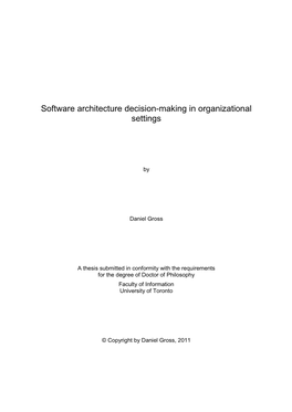 Software Architecture Decision-Making in Organizational Settings