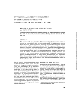 Cytological Alterations Related to Stimulation of the Zona Glomerulosa