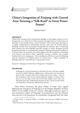 China's Integration of Xinjiang with Central Asia