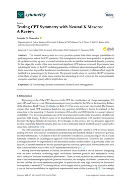 Testing CPT Symmetry with Neutral K Mesons: a Review