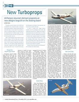 New Turboprops Airframers Resurrect Dormant Programs As New Designs Languish on the Drawing Board