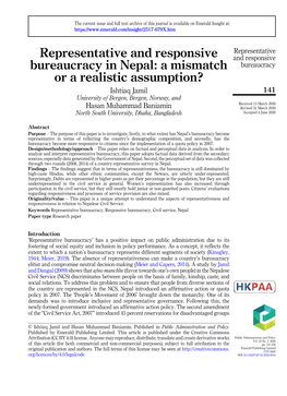 Representative and Responsive Bureaucracy In