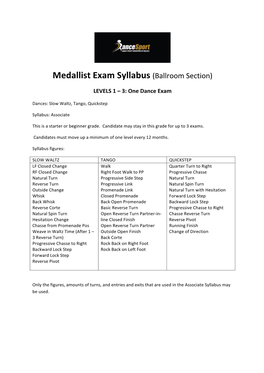 Ballroom Medalist Syllabus