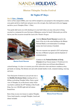 Bhutan Thimphu Tsechu Festival 06 Nights 07 Days