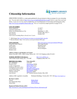 Citizenship Information for Surrey. BC