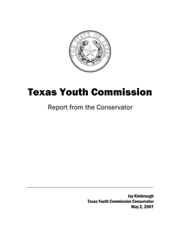 Texas Youth Commission Report from the Conservator