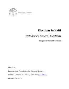 Elections in Haiti October 25 General Elections