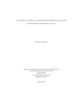 A History and Interpretation of the Indianapolis City Market, 1821-2014