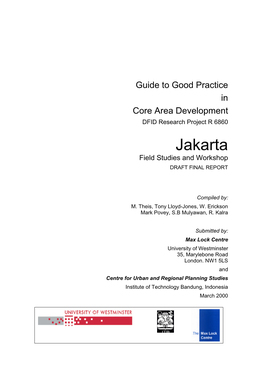 Guide to Good Practice in Core Area Development DFID Research Project R 6860 Jakarta Field Studies and Workshop DRAFT FINAL REPORT