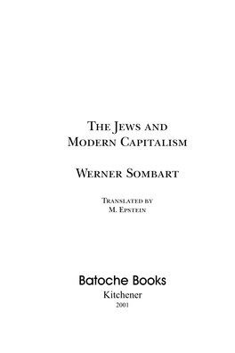 The Jews and Modern Capitalism