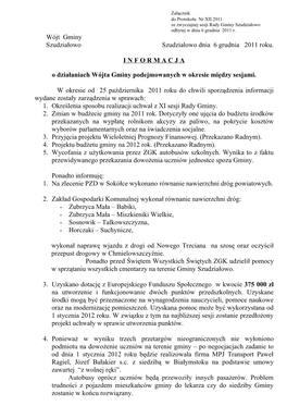 Wójt Gminy Szudziałowo Szudziałowo Dnia 6 Grudnia 2011 Roku