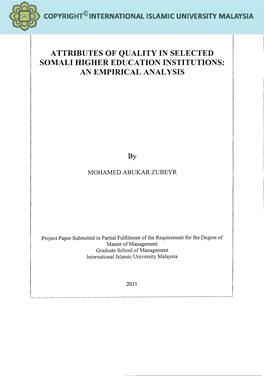 Attributes of Quality in Selected Somali Higher Education Institutions: an Empirical Analysis